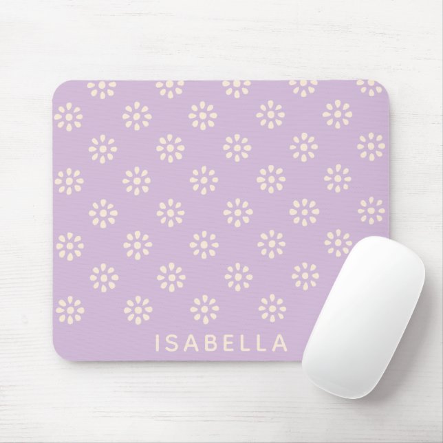 Lavender Flowers Boho Pattern Personalized Mouse Pad (With Mouse)