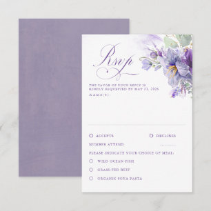 Lavender Flowers Botanical Chic Wedding RSVP Card
