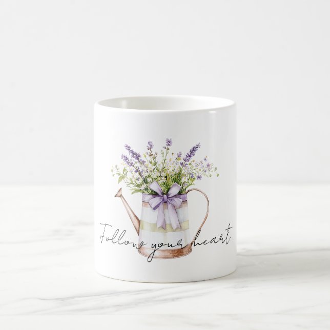 Lavender Flowers Bow Coffee Mug (Center)