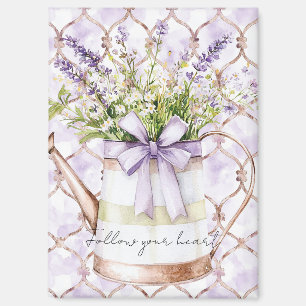 Lavender Flowers Bow Magnet