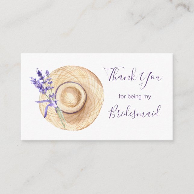 Lavender Flowers Bridesmaid Thank You Enclosure Ca (Front)