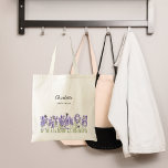 Lavender flowers bridesmaid tote bag<br><div class="desc">Transparent background. Decorated with lavender flowers and bee.  Personalise and add your bridemaide's name.
Back: no design</div>