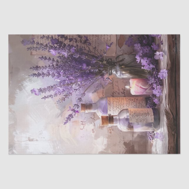 Lavender Flowers Candles Apothecary Decoupage Tissue Paper (Front)
