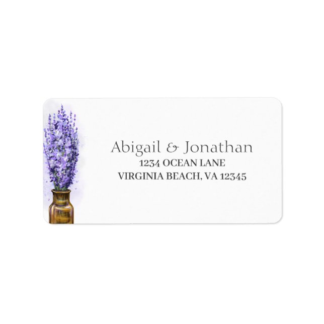 Lavender Flowers Couple Wedding Floral Address Label (Front)