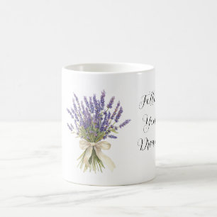 Lavender Flowers Cream Bow Coffee Mug