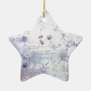 Lavender Flowers Decoupage Ceramic Tree Decoration