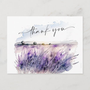 Lavender Flowers Field Thank You QR code Postcard