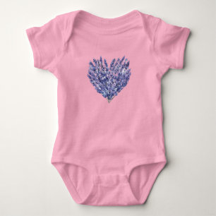 Lavender Flowers Heart Baby Bodysuit