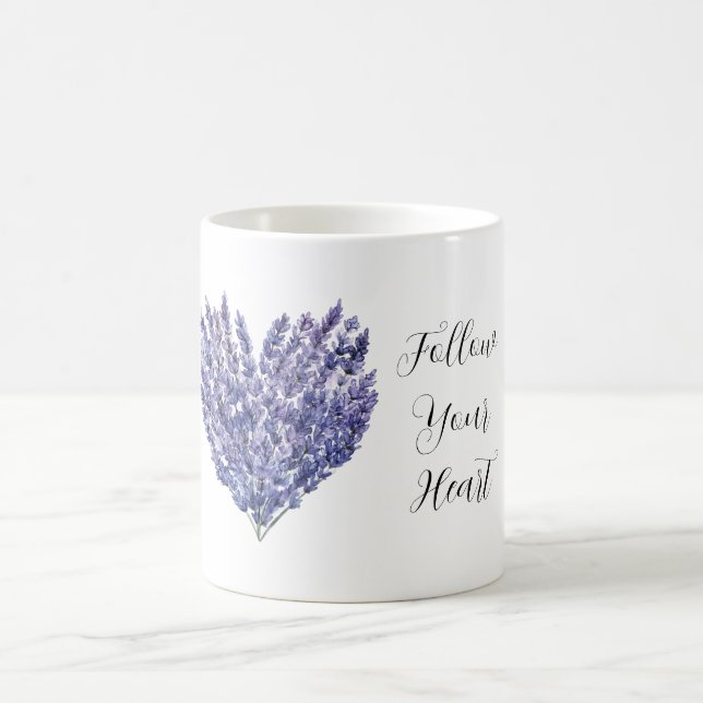 Lavender Flowers Heart Coffee Mug (Center)