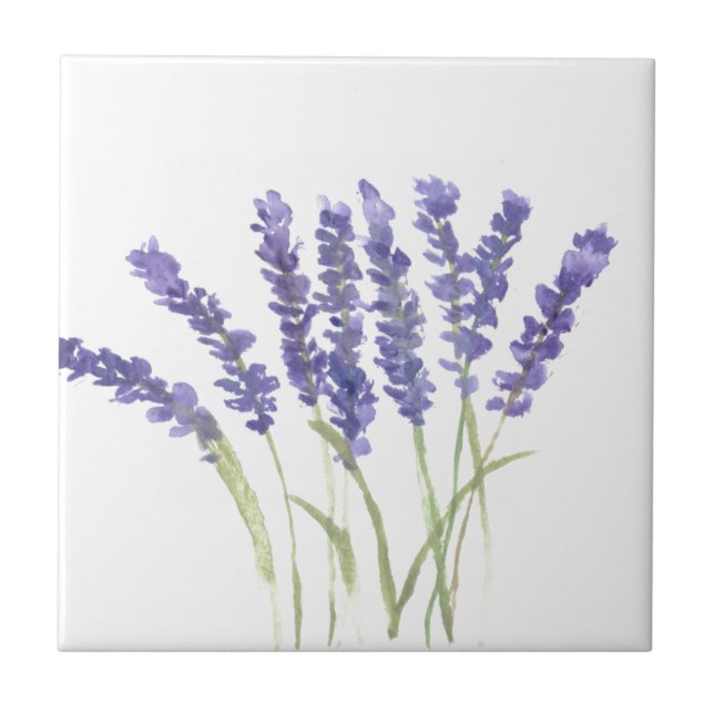 Lavender flowers herbs purple watercolor chic ceramic tile (Front)