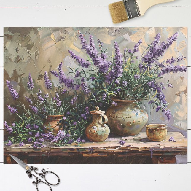 Lavender Flowers in Clay Pots Decoupage Tissue Paper (Creator Uploaded)
