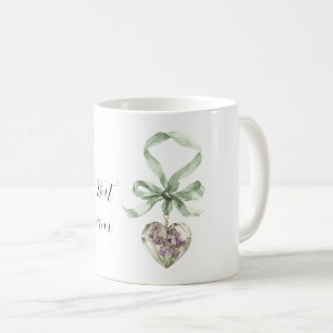 Lavender Flowers Life is Dream Heart Mint Ribbon Coffee Mug