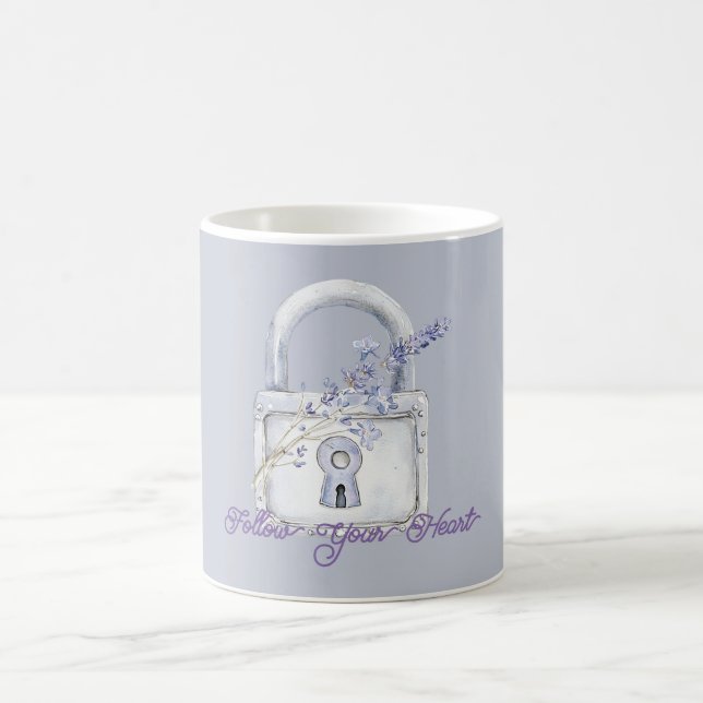 Lavender Flowers Lock Coffee Mug (Center)