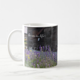 Lavender flowers & Old Wood Shed Coffee Mug
