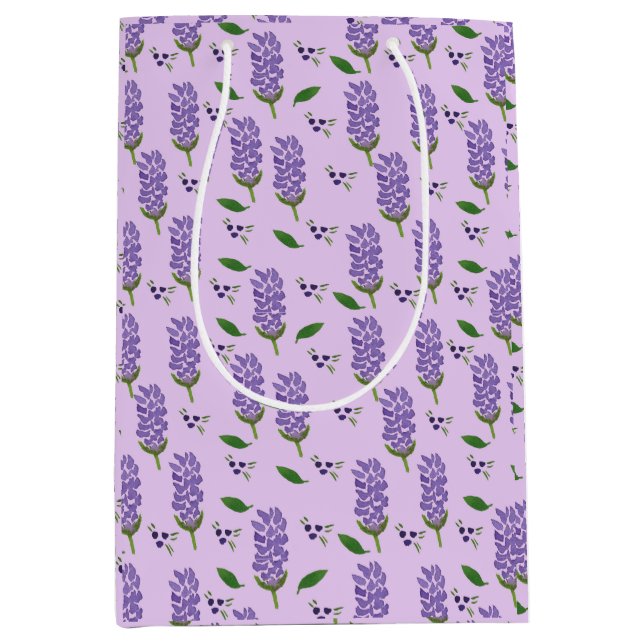 Lavender Flowers on a violet background Medium Gift Bag (Front)