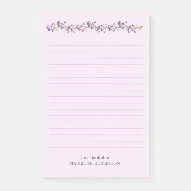 Lavender Flowers Personalised with Name N Post-it Notes (Front)