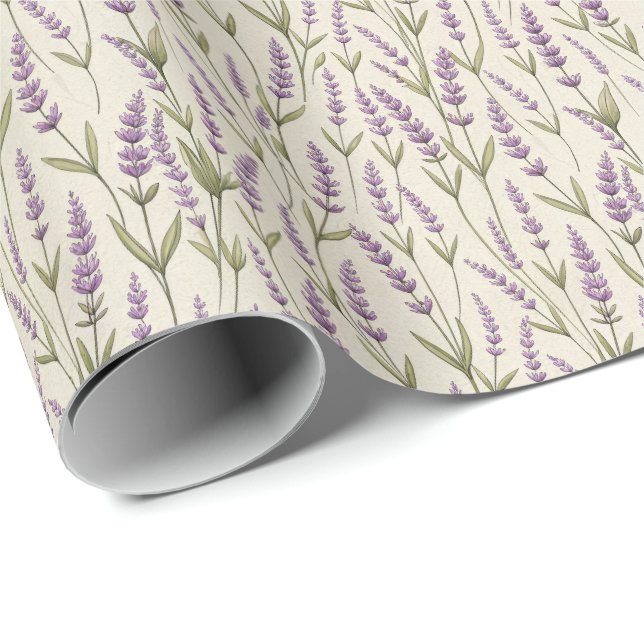 Lavender Flowers Print Wrapping Paper Roll (Roll Corner)