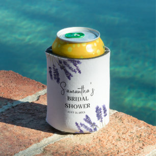 Lavender flowers Purple Watercolor Bridal Shower Can Cooler