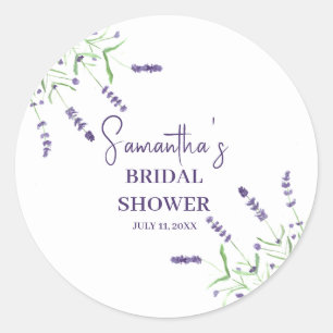 Lavender flowers Purple Watercolor Bridal Shower Classic Round Sticker