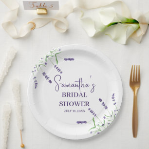 Lavender flowers Purple Watercolor Bridal Shower Paper Plate