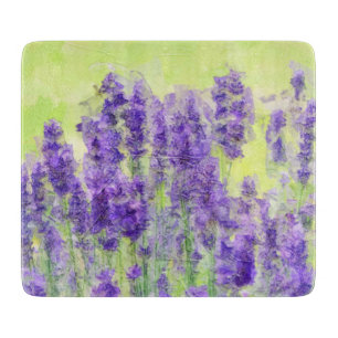 Lavender Flowers Purple Watercolor Floral Cutting Board