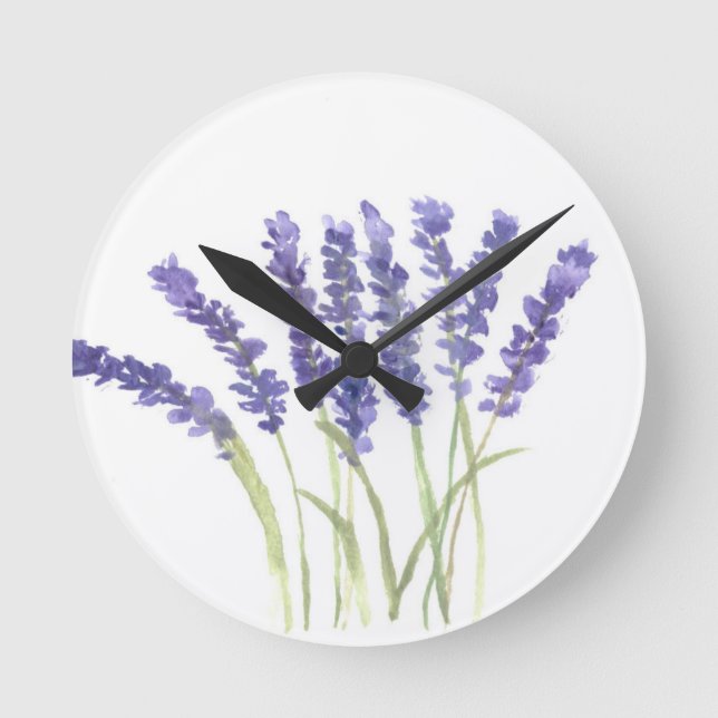 Lavender flowers round clock (Front)