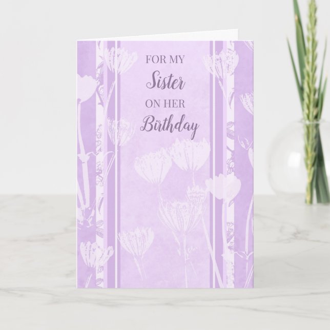 Lavender Flowers Sister Birthday Card (Front)