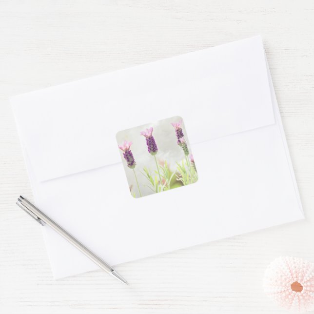 Lavender Flowers Square Sticker (Envelope)
