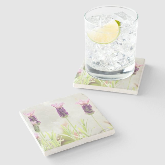 Lavender Flowers Stone Coaster (Side)