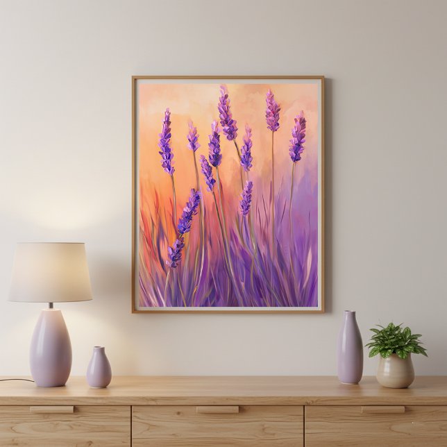 Lavender Flowers Sunset Wall Art Print Poster (Creator Uploaded)