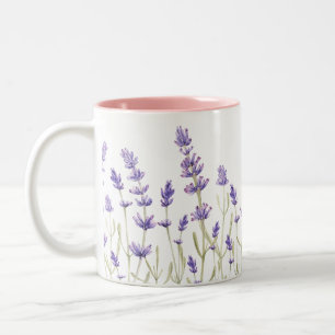 Lavender Flowers  Two-Tone Coffee Mug
