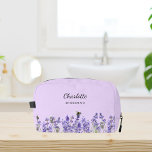 Lavender flowers violet bridesmaid dopp kit<br><div class="desc">Violet background.  Decorated with lavender flowers.
Personalise and add your bridemaide's name.</div>