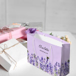 Lavender flowers violet bridesmaid large gift bag<br><div class="desc">Violet background. Decorated with lavender flowers and bees
Personalise and add your bridesmade's name.</div>