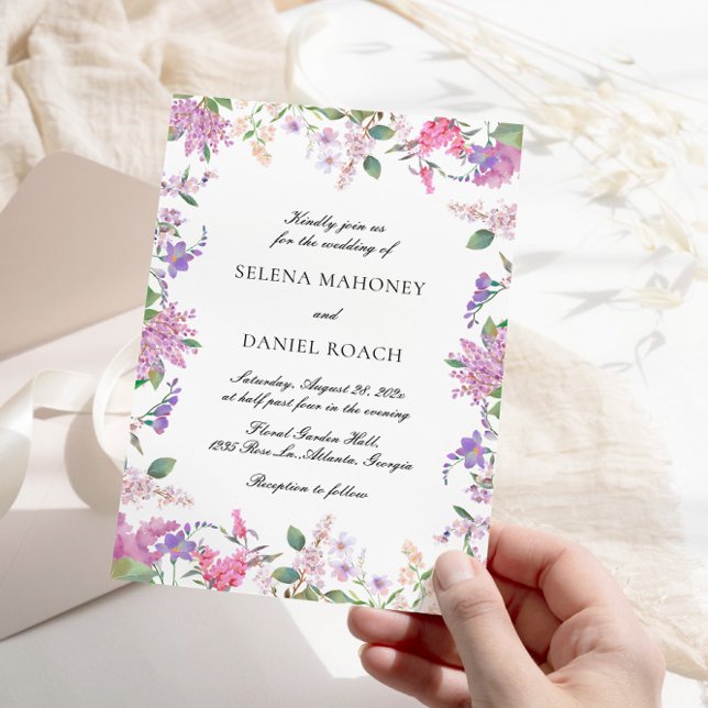 Lavender Flowers Violet Wedding Invitation (Creator Uploaded)