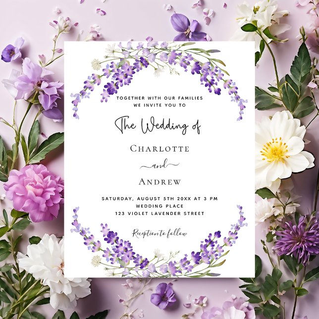 Lavender flowers violet wedding invitation (Creator Uploaded)