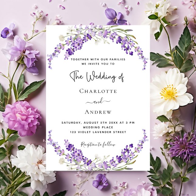 Lavender flowers violet wedding luxury invitation (Creator Uploaded)