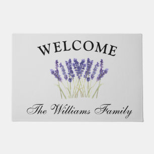 Lavender Flowers Watercolor Herbs Elegant Floral Doormat