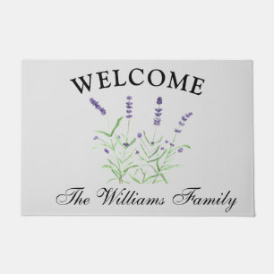 Lavender Flowers Watercolor Herbs Elegant Floral Doormat