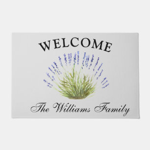 Lavender Flowers Watercolor Herbs Elegant Floral Doormat