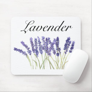 Lavender flowers watercolor herbs purple chic mouse pad