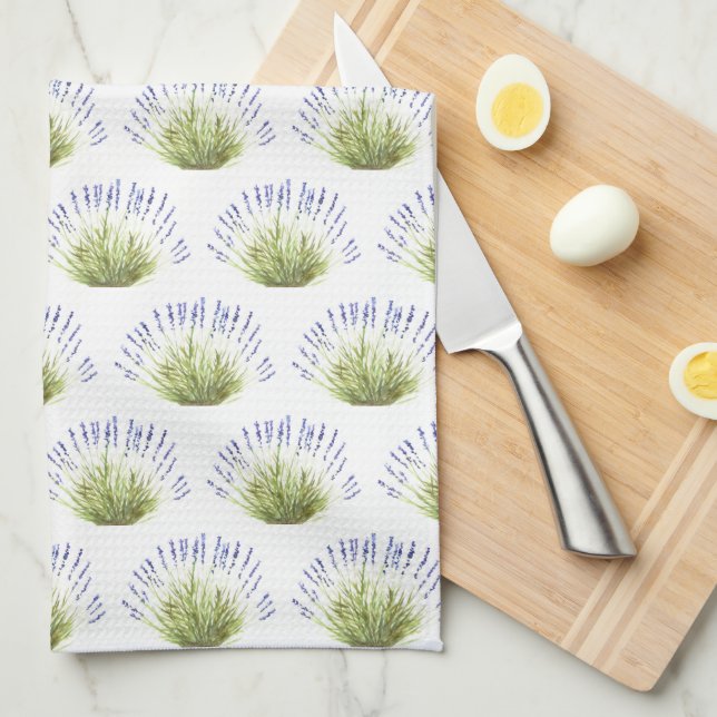 Lavender flowers watercolor herbs purple chic tea towel (Quarter Fold)