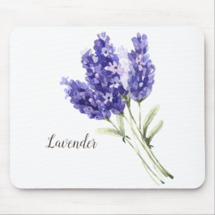 Lavender Flowers Watercolor Mouse Pad
