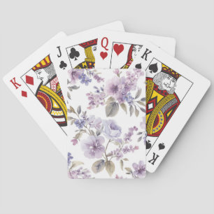 Lavender Flowers Watercolor Purple Botanical Playing Cards