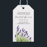 Lavender flowers watercolor rustic Bridal shower Gift Tags<br><div class="desc">These lavender watercolor Bridal shower personalised gift tags on Zazzle are beautifully designed, featuring a soft and elegant watercolor lavender theme. The tags can be customised with the bride's name, wedding date, or any other personal message. They add a touch of sophistication to any wedding favours, making them a perfect...</div>