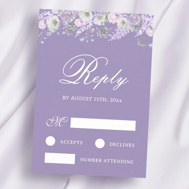 Lavender Flowers Wedding RSVP Card (Creator Uploaded)