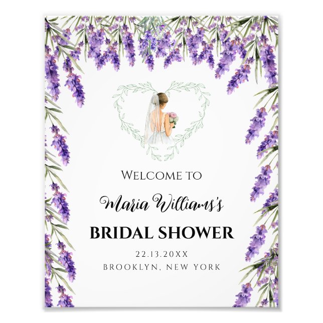 Lavender Flowers Welcome Bridal Shower  Photo Print (Front)