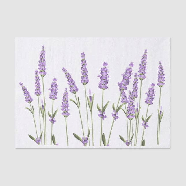 Lavender Flowers Wrapping  Tissue Paper (Front)
