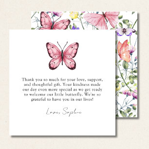 Lavender Fluttering Butterfly Greenery Square Thank You Card