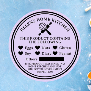 Lavender Food Allergy Alert Bakery Round Sticker