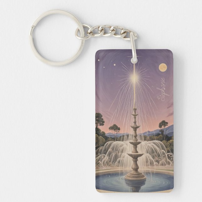 Lavender Fountain's Lullaby Personalized  Key Ring (Front)